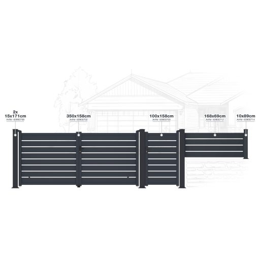 G21 oszlop kapuhoz 15x171 cm, lábazattal, antracit, 2 db
